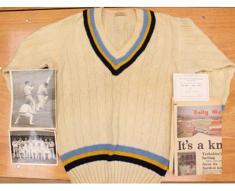 Cricket Interest: A Yorkshire Cricket Club Jumper, belonging to former opening Yorkshire and England batsman and first class 