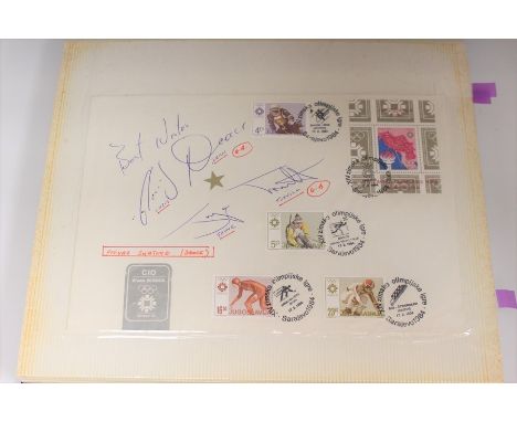 Olympic Memorabilia: An album containing an extensive collection of autographs upon First Day Covers, of different participan