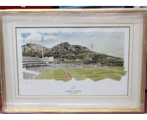 Cricket Interest: A framed and glazed print, Newlands Cape Town, by Richie Ryall, 505/875, signed lower left, frame measuring