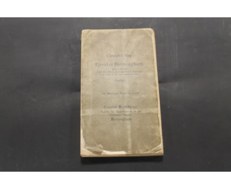 CORNISH'S MAP OF GREATER BIRMINGHAM, showing Municipal wards in colour, c.1900, large folding map, scale 1:13500