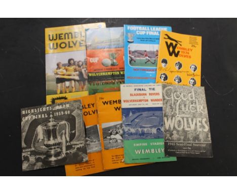 A COLLECTION OF WOLVERHAMPTON WANDERERS PROGRAMMES, to include 1945 Semi-Final Souvenir, 190 Final vs. Blackburn Rovers (with