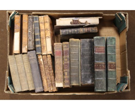 A BOX OF ANTIQUARIAN NOVELS to include first edition of Thackeray 'Vanity Fair' 1848 A/F, Hannah Maria Jones - 'Gipsey Girl; 