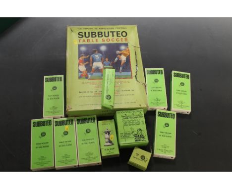 A COLLECTION OF VINTAGE SUBBUTEO, to include a vintage boxed table soccer set, boxed FA Cup replica, to include seven various
