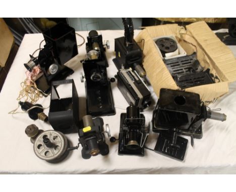 A QUANTITY OF LANTERN FILM PROJECTORS, together with a quantity of toy projectors, etc