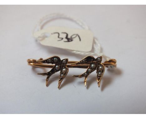 Gold and peral swallow birds 2g.     
