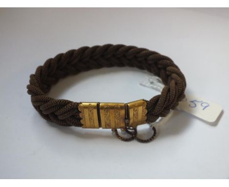 Antique gold mounted hair bracelet     