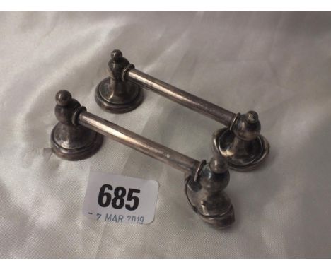 Pair of knife rests, each with bowl finial, 3.5" wide  B'ham by HW 28g.       