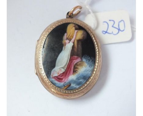 Antique enamel and gold back &amp; front  locket 3.5cm long       
