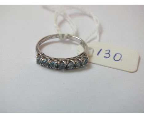 9ct white gold blue topaz half hoop ring (size N).    