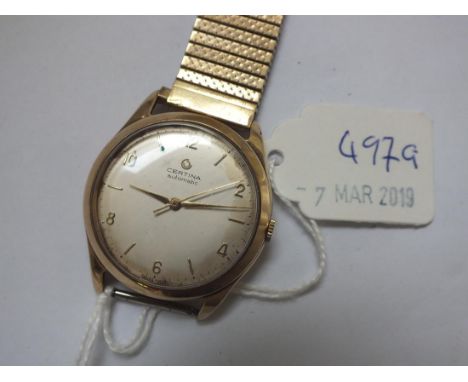 Gold Certina getns automatic wrist watch on metal  strap         