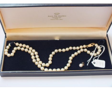 Pearl necklace with 9ct. clasp, also a pearl 9ct.  pendant         