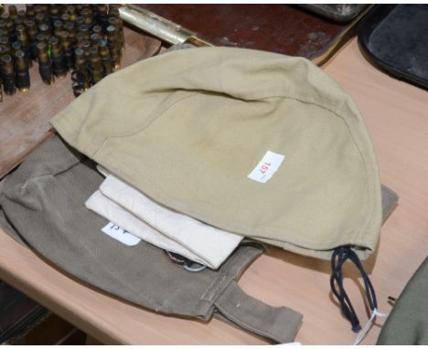 German helmet cover and a bread bag and liner