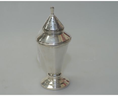 A James Dixon & Sons silver caster in the Art Deco taste, Sheffield 1943, 4.5 troy ounces, 17cm high