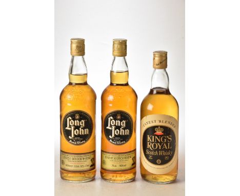 Kings Royal Scotch Whisky 26 2/3rds Fl Oz 70% proof 1 bt Long John Scotch Whisky 26 2/3rds Fl Oz 70% proof 1 bt Long John Sco