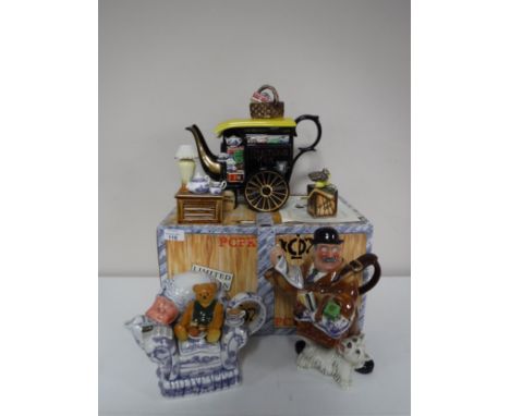 Three Ringtons novelty china teapots - Teatime Teapot, Morris Delivery Man and The Tea Merchant 