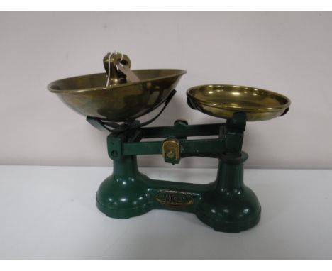 A set of F.J. Thornton The Viking scales with brass weights 