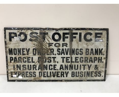 An enamel metal sign, Post Office