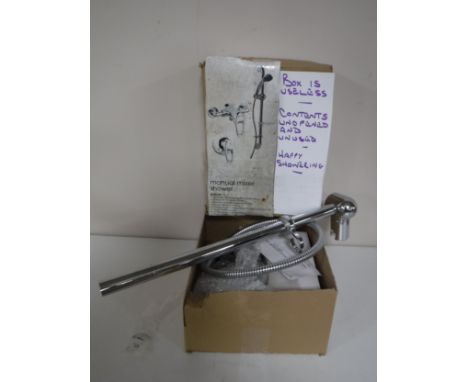 A boxed manual mixer shower. 