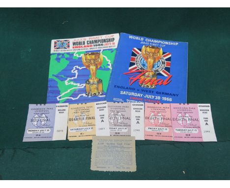 WORLD CUP 1966 FINAL SOUVENIR PROGRAMME WITH BLANK TEAM SHEETS, ONE OTHER 1966 FINAL SOUVENIR PROGRAMME PLUS FIVE VARIOUS GOO