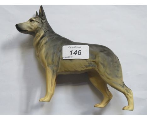 BESWICK UNGLAZED CERAMIC GERMAN SHEPHERD CH ULRICA OF BRITTAS 