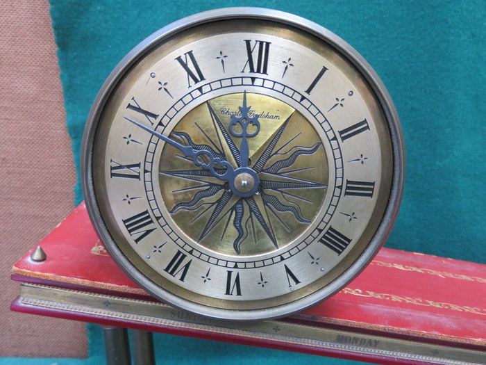 BRASS 20th CENTURY TEMPUS FUGIT INCLINE CLOCK BY CHARLES FRODSHAM, LONDON
