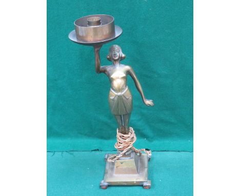 ART DECO STYLE BRASS FIGURE FORM TABLE LAMP, APPROXIMATELY 40cm HIGH 