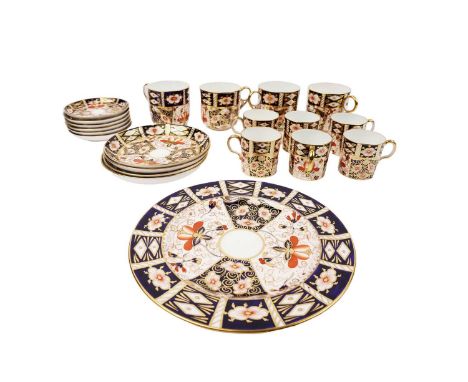 A Royal Crown Derby ‘Imari’ 2451 pattern part coffee service, comprising: six coffee cups and saucers, four coffee mugs, four