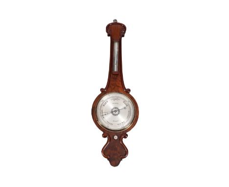 Walker, Maryport: a Victorian mahogany barometer with silvered dial and bone handle, 31 x 103cms high. 
