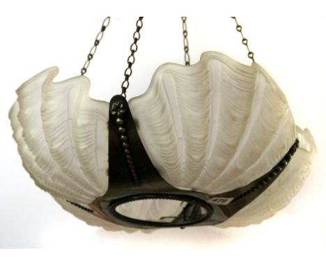 A 1930's four panel shell ceiling light, Dia. 50cm.