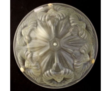 A 1920's frosted glass ceiling light shade, Dia. 36cm.