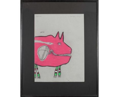 PATRICIA DOUTHWAITE (SCOTTISH 1939-2002) UNTITLED (MONSTER) Signed upper left, indistinctly inscribed with dedication upper 