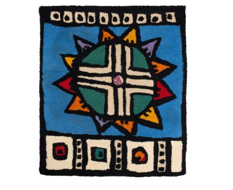  ALAN DAVIE C.B.E., R.A., H.R.S.A. (SCOTTISH 1920-2014) ABSTRACT TAPESTRY Tufted wool tapestry with wall hanging fixing verso