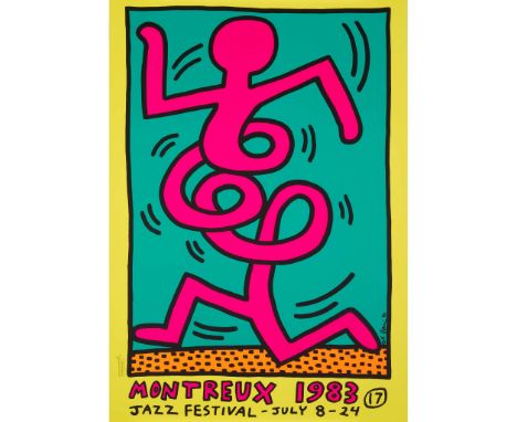  KEITH HARING (AMERICAN 1958-1990) MONTREUX JAZZ POSTER (YELLOW) - 1983 Screenprint the sheet 100cm x 70cm (39.5in x 27.5in),