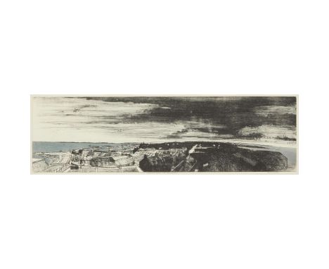 FRANCES WALKER R.S.A. (SCOTTISH 1930-) APPROACHING SQUALL OVER FRASERBURGH Etching, 5/10, signed, titled and numbered in pen