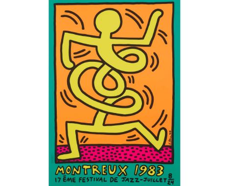  KEITH HARING (AMERICAN 1958-1990) MONTREUX JAZZ POSTER (GREEN) - 1983 Screenprint the sheet 100cm x 70cm (39.5in x 27.5in), 