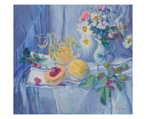  JOSEPHINE HUTSON GRAHAM (SCOTTISH 1930-) LATE SUMMER Signed lower right, oil on canvas 63cm x 68cm (24.75in x 26.75in)   