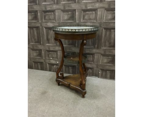 LOUIS XV STYLE MARBLE TOPPED CIRCULAR TABLE, with tripartite base, 47cm diameter