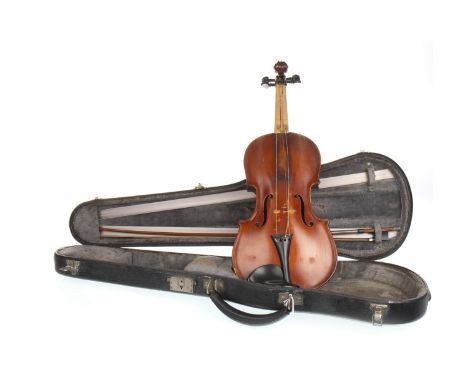 EARLY 2OTH CENTURY VIOLIN AND BOW BY J. P. DUNLOP 1928, two piece 36cm back, paper label to interior, contained in a fitted c