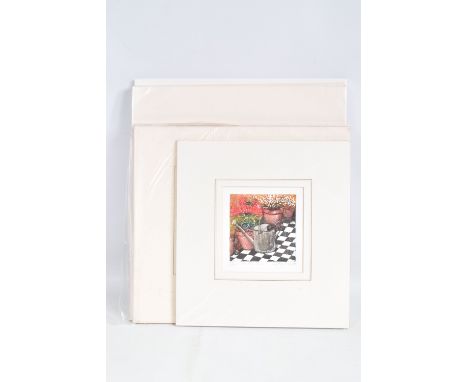 EIGHT COLOURED PRINTS AND ETCHINGS FROM VARIOUS ARTISTS, to include Sally Winter ' On the Tiles' edition 69/150, Sally Winter