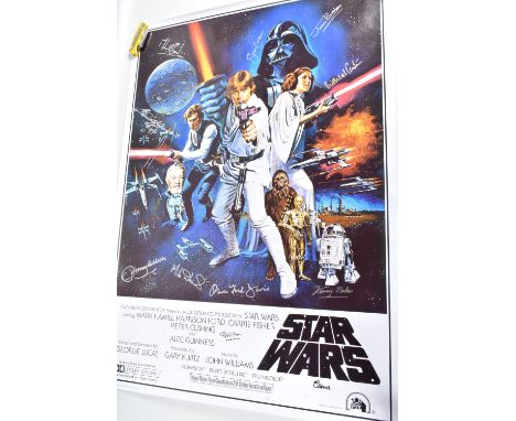 A SIGNED LIMITED EDITION STAR WARS 20TH CENTURY FOX POSTER, by Collector Zone with hand signed autographs by Kenny Baker, Jer