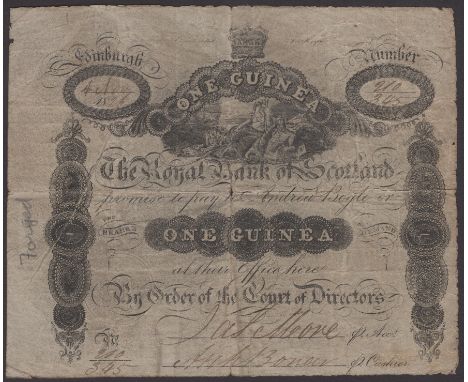 Royal Bank of Scotland, a contemporary forgery of a 1 Guinea, 4 November 1926, serial number 210/345, two manuscript signatur