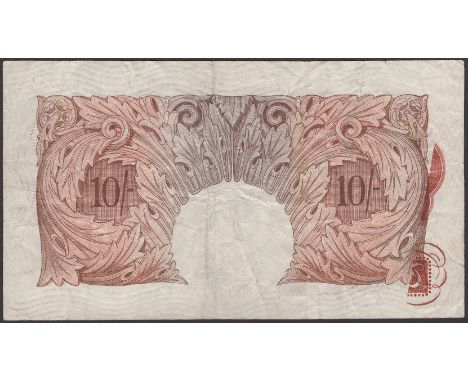 ERROR: Bank of England, Leslie K. O’Brien, 10 Shillings, 21 November 1955, serial number A48Z 057646, with partial offset err