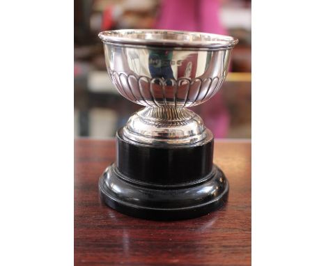 Small Silver Replica fluted bowl Stansted Challenge Cup engraved Won by R E A Little 1957. on Turned base 69g total weight 