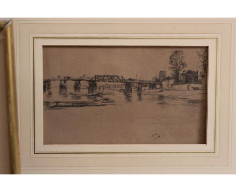 James Abbott MacNeill Whistler, 1834-1903. Chelsea, etching on pale cream wove paper, depicting Old Battersea Bridge and Chel