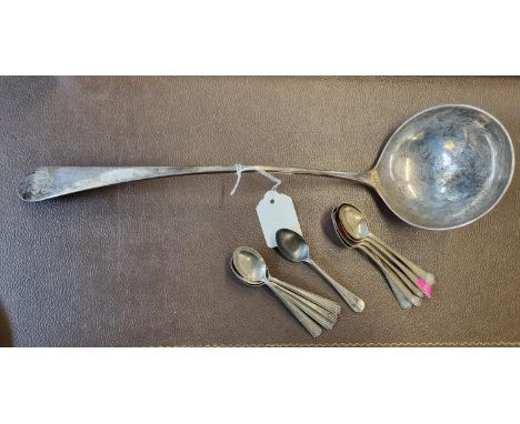 Large 19thC Silver Ladle and a collection of Silver Flatware 255g total weight 