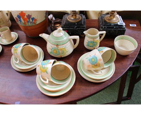 Clarice Cliff wilkinson Ltd Lynton, Honeydew tea service, circa 1935