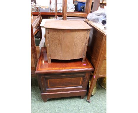 Copper Deco coal box and a Edwardian Inlaid Commode box 