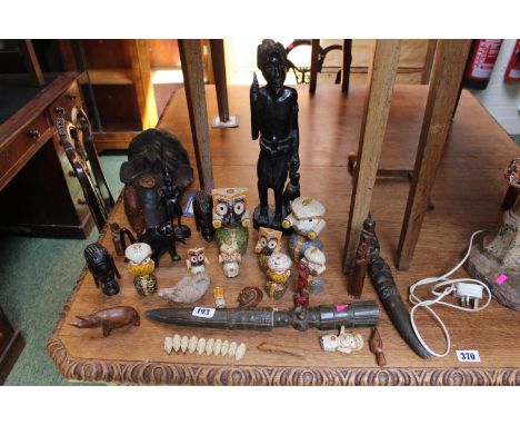 Collection of Ethnographic items inc. Carved African figure, Terracotta Romanesque Oil lamp 