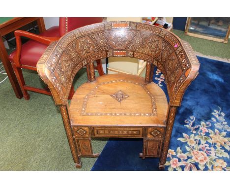 Interesting Late 19thC Moroccan Throne Chair with mother of pearl inlay 