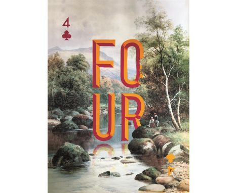 Four of Clubs. Joseph Coleman. Painting on vintage painting. Signed to the front, framed. Artwork size: 39cm x 29cm, size in 